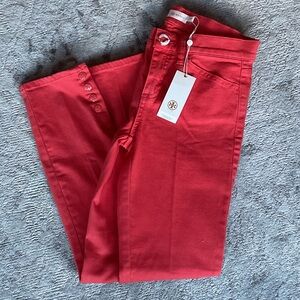 Tory Burch Red Emmy Ankle Jeans